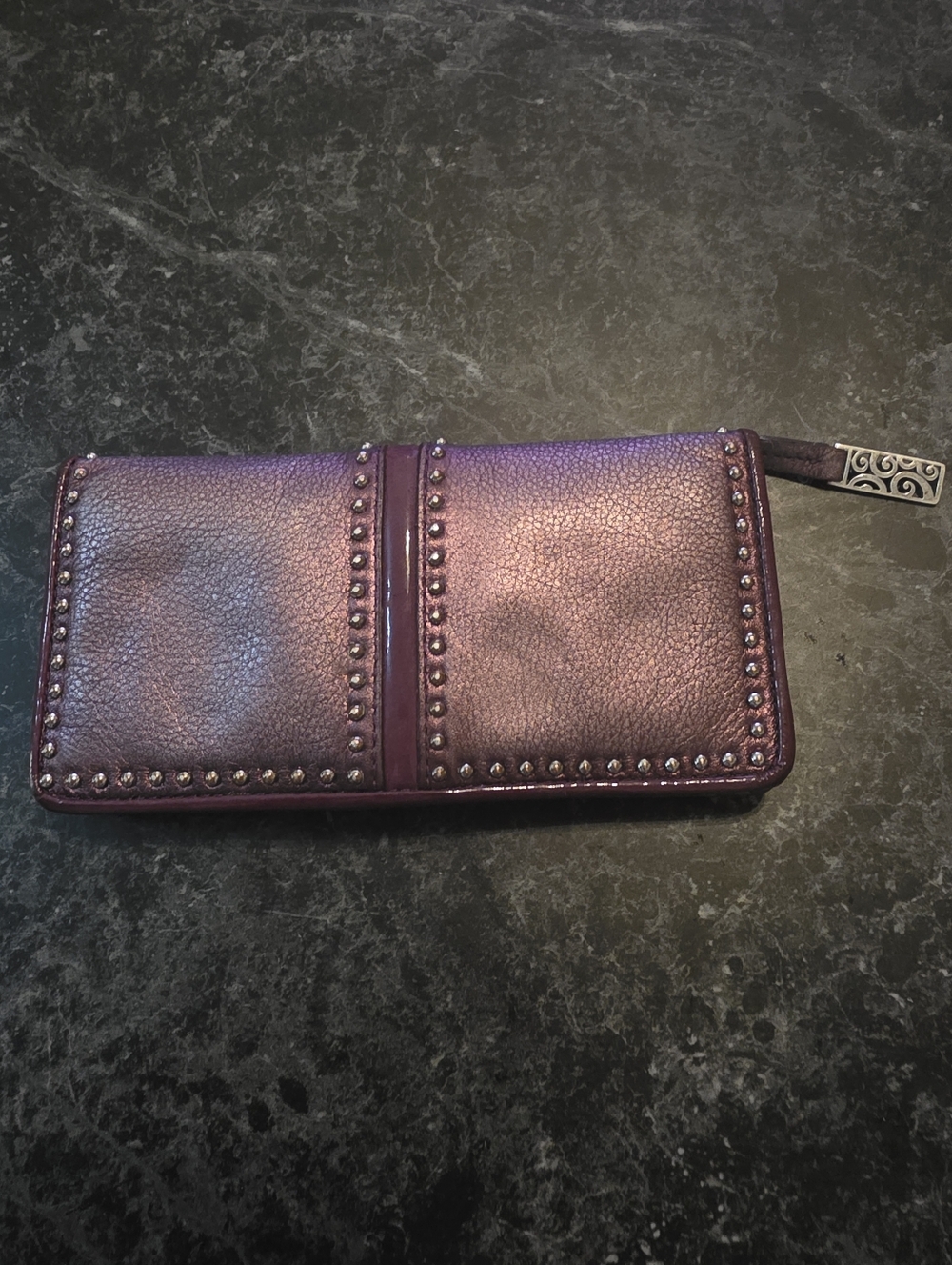 Brighton Purple Studded Zip Around Wallet